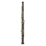 Cocuswood Boehm system oboe with maillechort keywork, unsigned but made in France circa 1880,