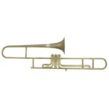 Brass three valve trombone, signed F&L de Cart Freres, Lierre, made circa 1880, bell diameter 17.6cm