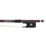 Good German silver mounted violoncello bow by and stamped *W.E. Dorfler**, the stick octagonal,