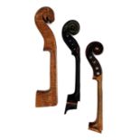 Late 19th century Bavarian viola lion's head scroll and neck (unfitted); also an ebony neck and