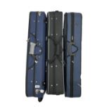 Two contemporary oblong viola cases; also another contemporary shaped viola case, new old stock (3)