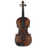 19th century violin with scratched purfling, 14", 35.60cm