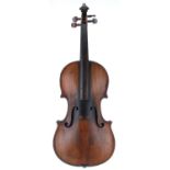 French violin labelled Copie De Carlo Antonio Testore ..., 14 3/16", 36cm