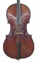 Good Mittenwald violoncello circa 1880, unlabelled, the two piece back of faint medium curl with