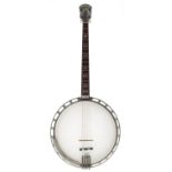 Gibson Mastertone TB3 banjo, with tenor neck and Ozark body, with geometric mother of pearl inlay to