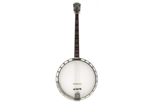 Gibson Mastertone TB3 banjo, with tenor neck and Ozark body, with geometric mother of pearl inlay to - Image 1 of 2