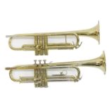 La Fleur brass trumpet imported by Boosey & Hawkes of London, mute, two mouthpieces, case; also a