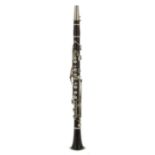 Ebonite covered hole Boehm system for left hand only, Bb clarinet with German silver keywork, signed