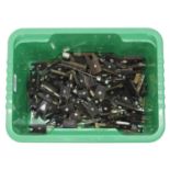 Very large quantity of mainly nickel mounted old violin frogs, many with their button screw