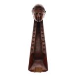 Good 18th century French carved head and peg box for a seven string viola da Gamba, 9.75" high