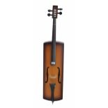Karl Knilling style rectangular Porta violoncello, stamped internally 'Made in England', sunburst