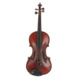 Late 19th century violin labelled Andreas Guarnerius ..., 13 15/16", 35.40cm; also a Maidstone
