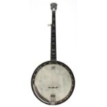 Gibson Mastertone RB 250 five string banjo, bearing the trademark Gibson Mastertone oval label fixed