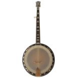 Epiphone Masterbilt five string banjo, serial no. DW06014986, with mother of pearl stylised cloud