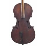 Neuner & Hornsteiner violoncello circa 1890, unlabelled, the two piece back of faint medium curl