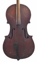 Neuner & Hornsteiner violoncello circa 1890, unlabelled, the two piece back of faint medium curl