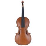 French violin by and labelled Leon Mougenot Gauche XCX-Ouvrier des Les. Maisons de Bruxelles,