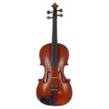 Mirecourt three-quarter size violin circa 1900, labelled Sold by Thomas Craig, 369, George St,