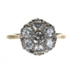 Good 18ct seven stone diamond cluster ring, round brilliant-cut, 1.20ct approx, clarity SI1-2,