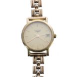 Longines 18ct lady's wristwatch, reference no. L4 277 6, circular champagne dial with applied