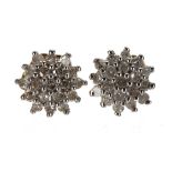 Pair of 9ct diamond cluster earrings, 6mm