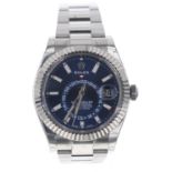 Rolex Oyster Perpetual Sky-Dweller stainless steel and white gold gentleman's wristwatch,