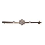 15ct bicolour old-cut diamond cluster set brooch, 2.6gm, 51mm; with box