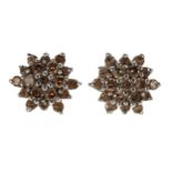 Pair of 9ct diamond cluster earrings, 8mm