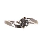 Modern 18ct white gold solitaire diamond ring in a twist setting, round brilliant-cut, 0.50ct,