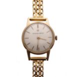 Eterna-Matic 18k ladies wristwatch, silvered dial with baton markers, 18k bracelet, case no.