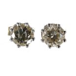 Pair of 18ct round brilliant-cut diamond stud earrings, each 0.50ct approx, clarity SI2, colour H,