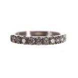 Platinum diamond set half eternity ring, with ten round brilliant-cut diamonds, 0.70ct approx in