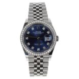 Rolex Oyster Perpetual Datejust 36 diamond set stainless steel wristwatch, reference no.