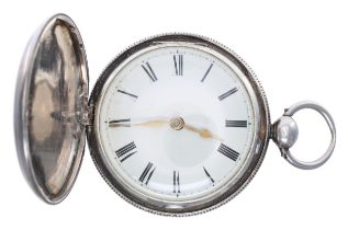 George IV silver converted lever hunter pocket watch, London 1821, the fusee movement signed Rob't