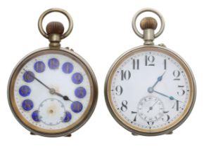 Swiss nickel cased lever Goliath pocket watch, the movement signed Ciant, 65mm; together with a