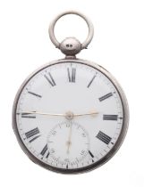 George IV silver duplex pocket watch, London 1824, the unsigned fusee movement, London, no. 182,