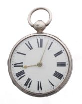 George IV silver verge pocket watch, London 1828, the fusee movement signed J. Levy & Son, London,