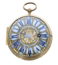 Late 17th century French 'Oignon' gilt-metal verge pocket watch, the fusee movement signed
