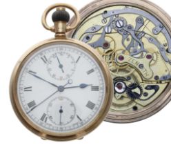 Zenith 9ct chronograph centre second lever pocket watch, Birmingham 1949, movement no. 2650xxx,