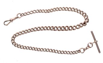 Good 9ct rose gold graduated curb chain, with 9ct T-bar and 9ct clasp, 37.1gm, 15.75'' long approx