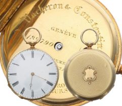 Vacheron & Constantin, Genéve 18ct cylinder pocket watch, the frosted bar movement signed Charles