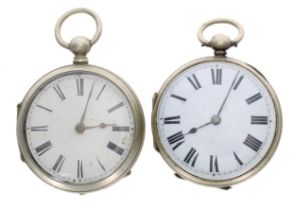 Two nickel cased verge pocket watches, the fusee movements signed Pengelly, 7 High Str't Barnstable,