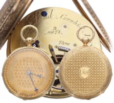 Barraud & Lund, London 18ct fusee lever small pocket watch, London 1865, signed three-quarter