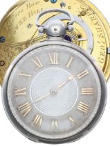 George III silver fusee cylinder pocket watch, London 1816, the movement signed Geo'e Sharp, Postern