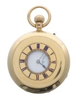 Victorian 18ct half hunter lever pocket watch, London 1879, gilt movement signed John Cashmore, 1,