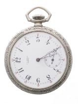 C.H. Meylan, Brassus lever pocket watch, signed movement and dial, within a plain Keystone silveroid