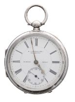 Edwardian silver lever pocket watch, Chester 1905, the movement inscribed 'Guaranteed English