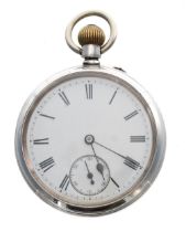 Late Victorian silver lever pocket watch, Chester 1896, unsigned three-quarter plate movement, no.