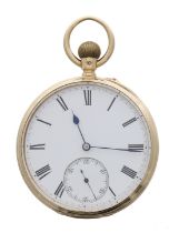 Victorian 18ct lever pocket watch, London 1888, gilt frosted three quarter plate movement signed