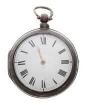 George IV silver verge pair cased pocket watch, London 1825, the fusee movement signed Jas Emberson,